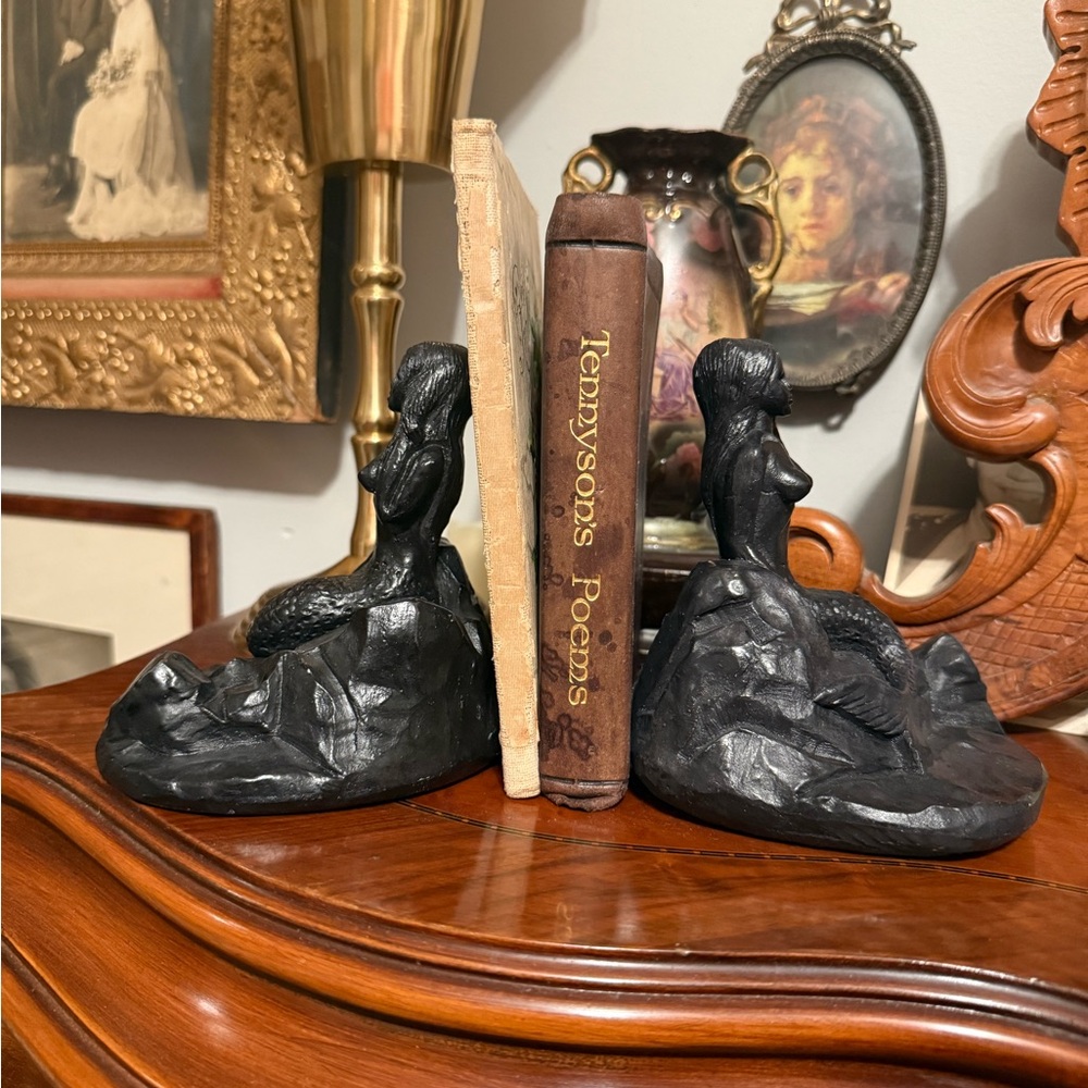 Vintage Black Stone Bookends